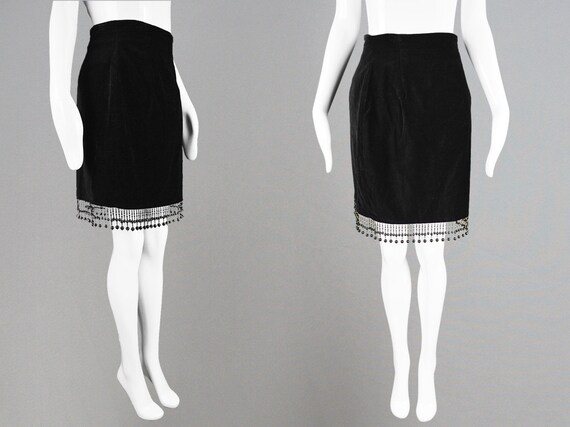 Etsy vintage black velvet cheap skirt