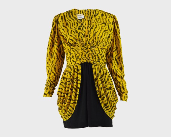 SAKS FIFTH AVENUE Yellow Silk 1980s Party Dress So