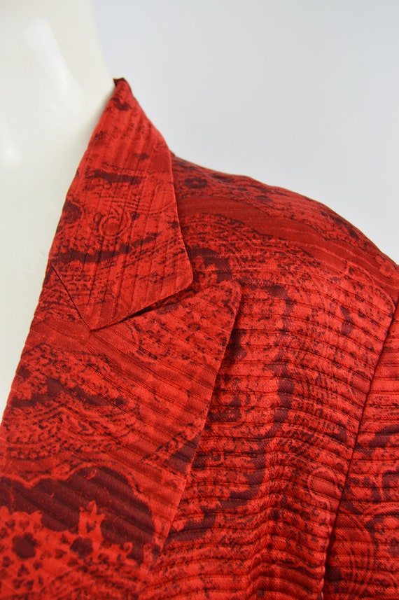 Vintage LILIANE ROMI 80s Red Silk Suit Silk Damas… - image 5