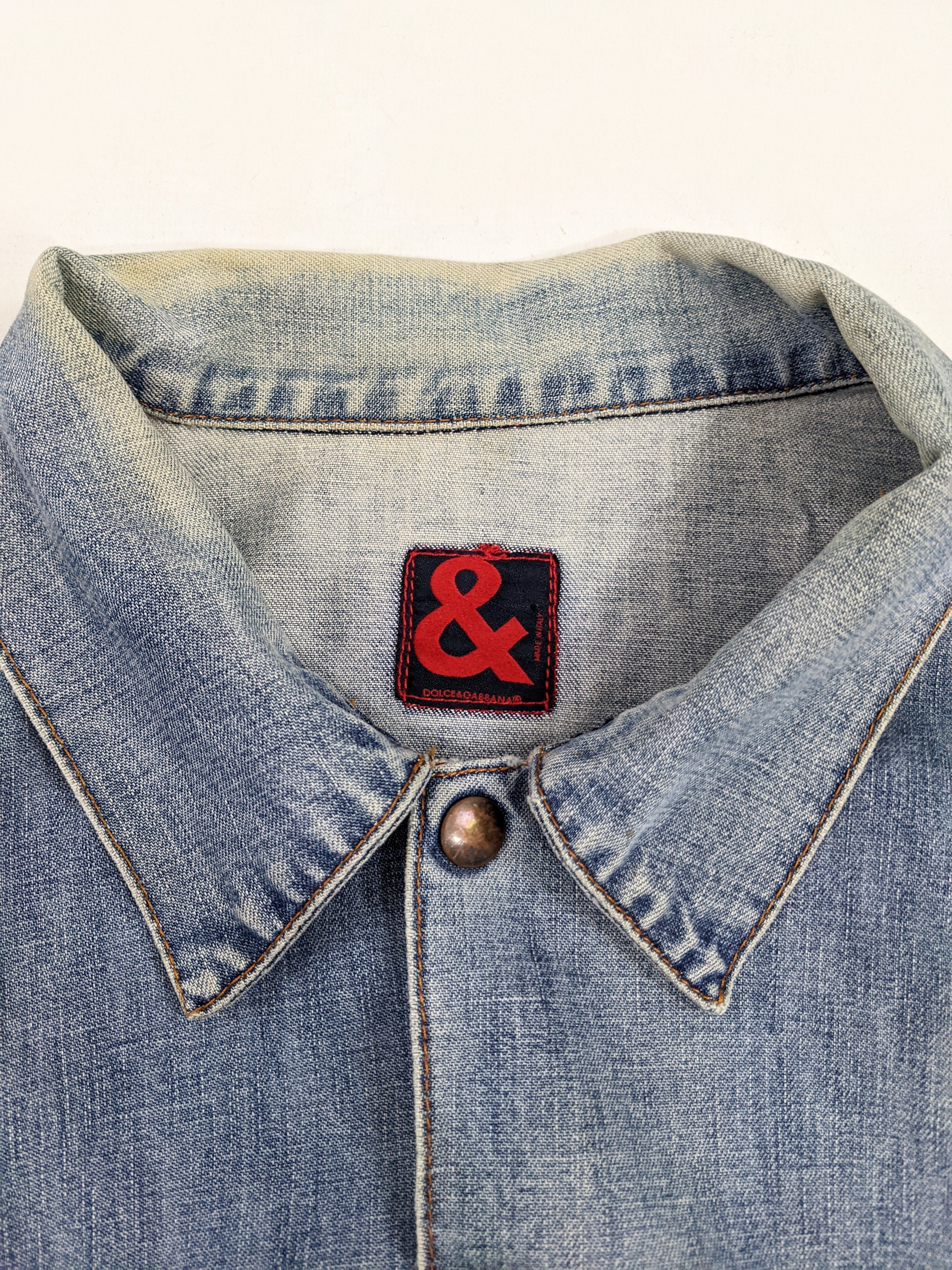Vintage Dolce and Gabbana Denim Jacket, Stone Wash Trucker, 90s D