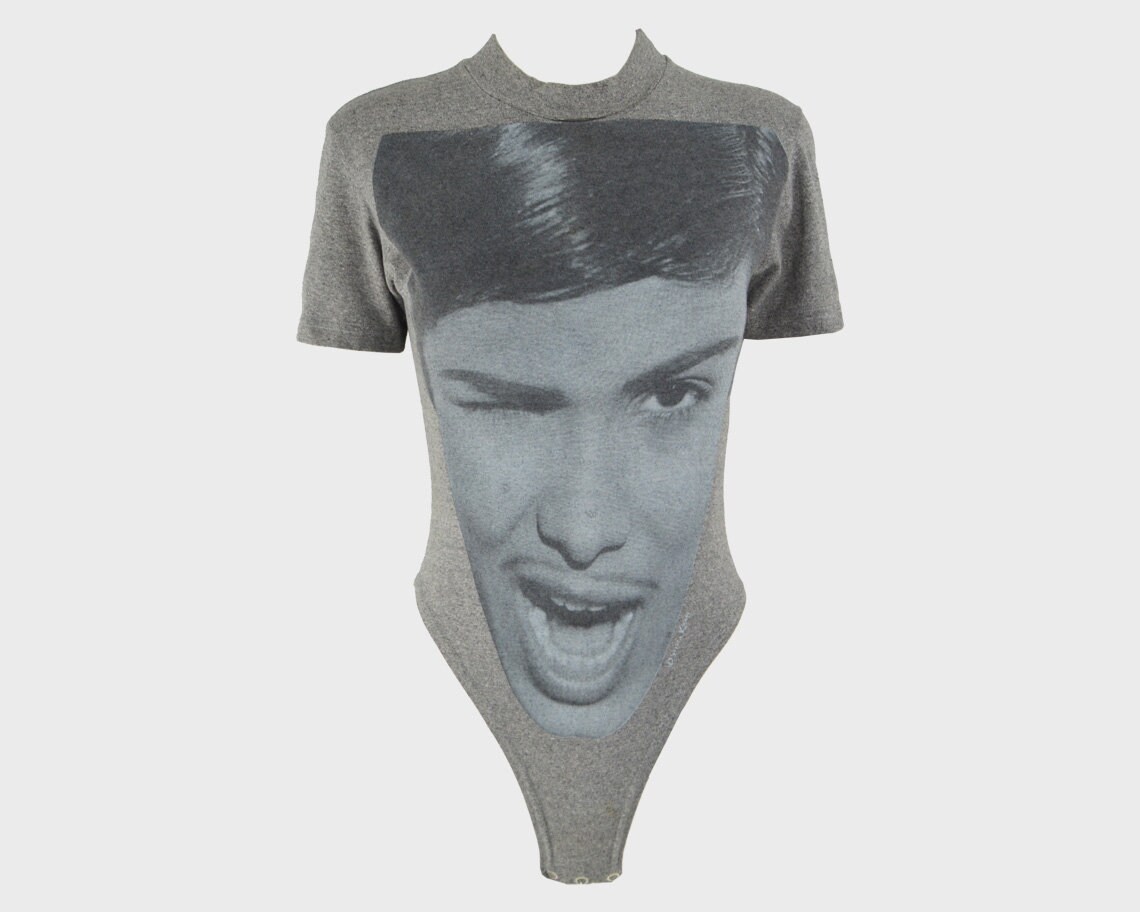 Image of steven Klein S Bodysuit Graphic Print Short Sleeve Top Party