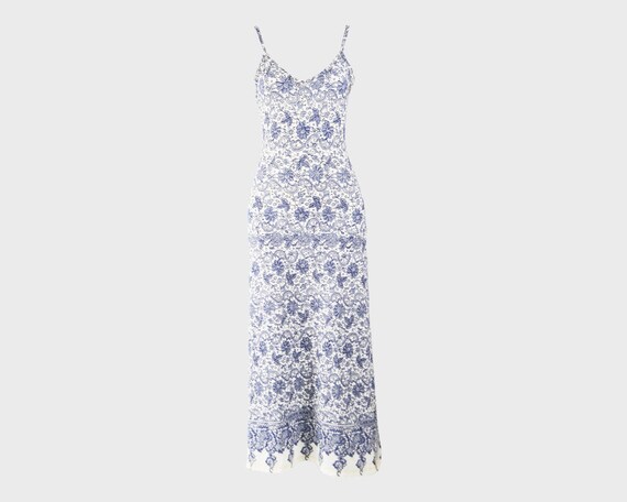 JEAN PAUL GAULTIER Blue & White Bodycon Maxi Dress