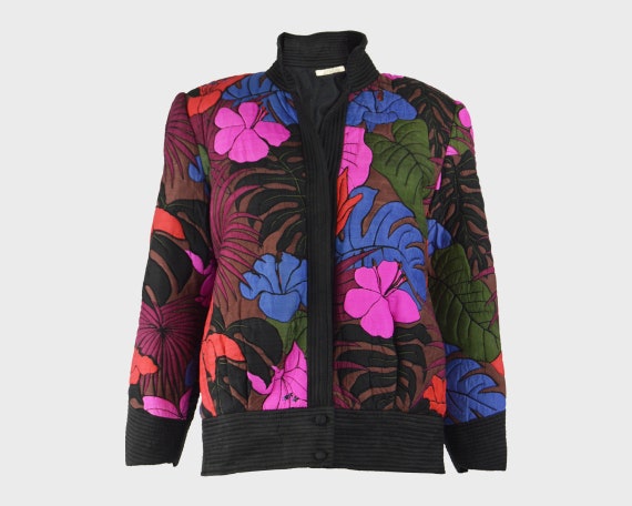Thai Silk Jacket 80s Shoulder Pads Pink & Purple Q