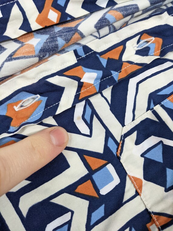 Gianfranco Ferre Shirt Men Vintage Blue & Orange Moorish Print