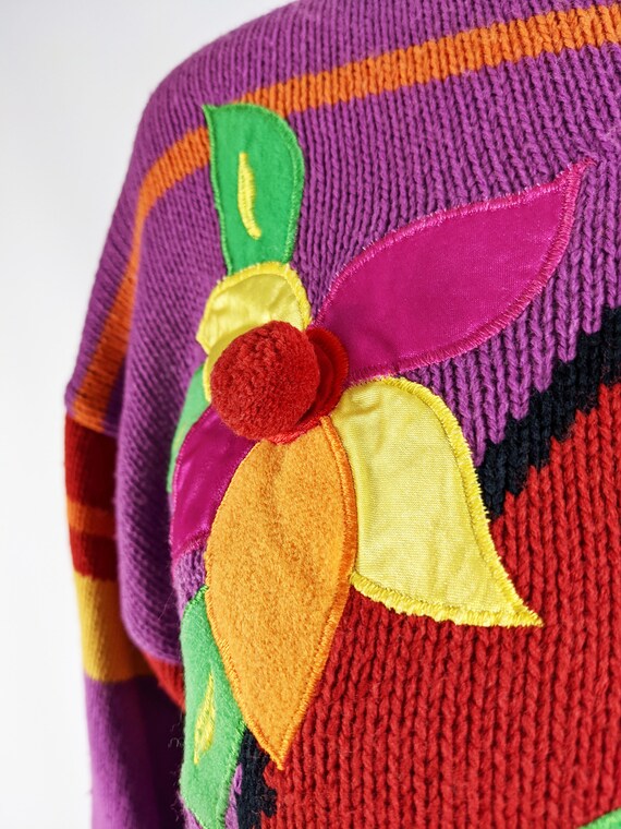 Vintage 80s Sweater Womens Jumper Purple Knit Top… - image 6