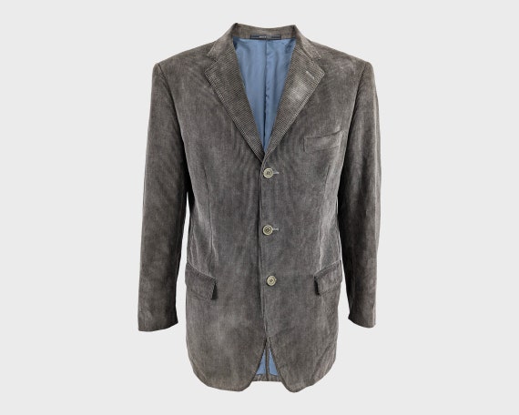 Cerruti 1881 Mens Corduroy Blazer Italian Designer Sport Coat Grey Cord Jacket Men Made in Italy Tailored Jacket | It 50 M