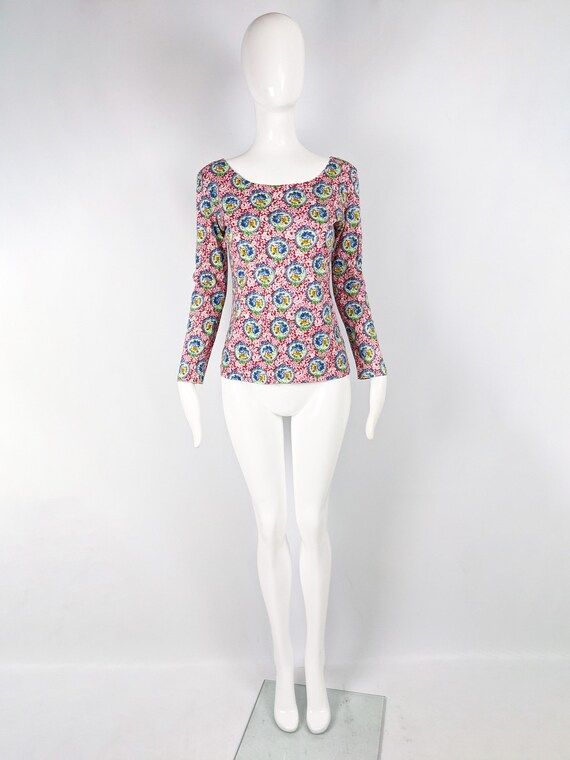Vintage KENZO Top Women Long Sleeve T Shirt Flora… - image 2