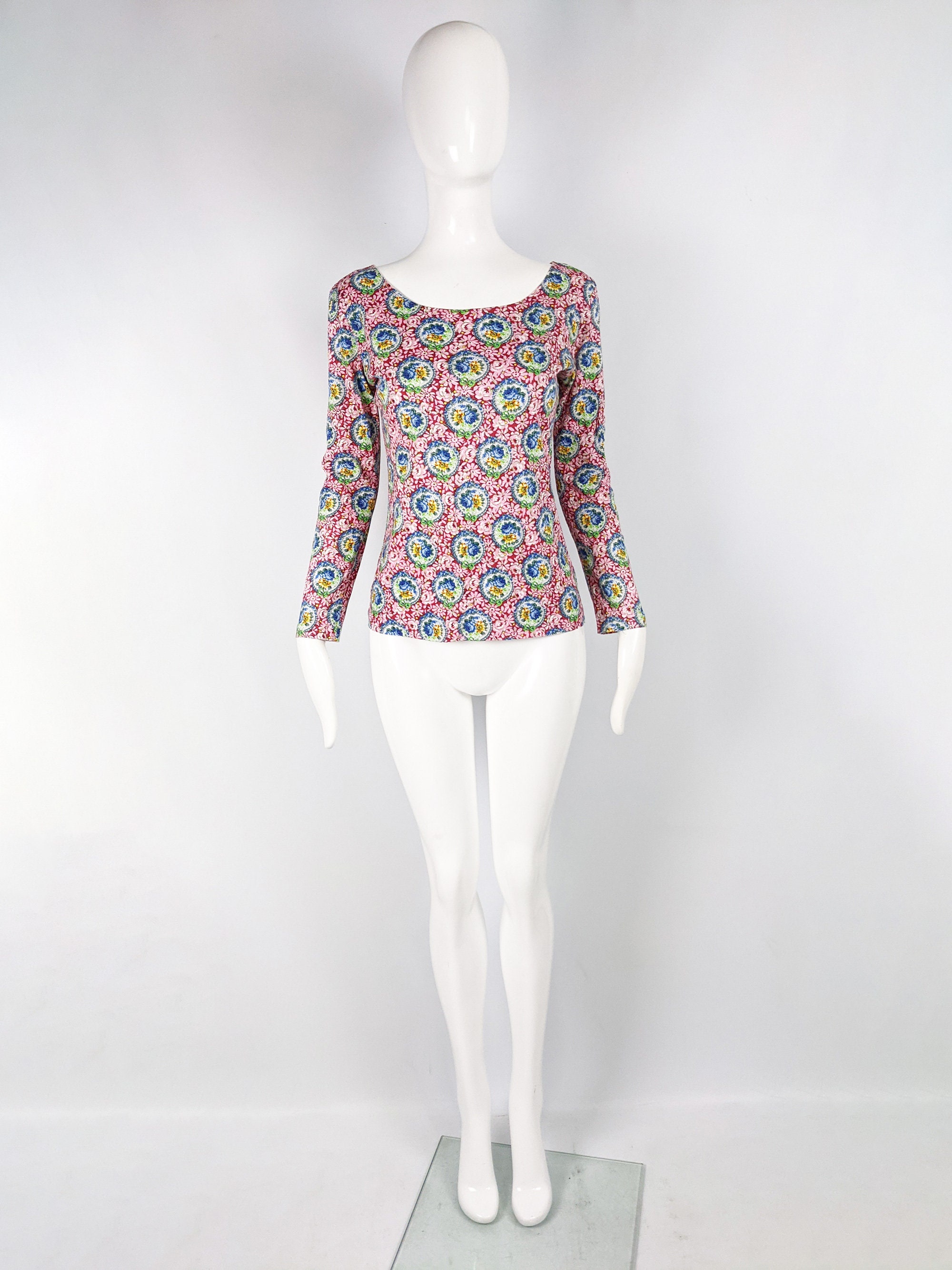 80s〜 KENZO long sleeve shirt 80s Kenzo Pop Flower Print Long Sleeve Jersey T-shirt - Etsy
