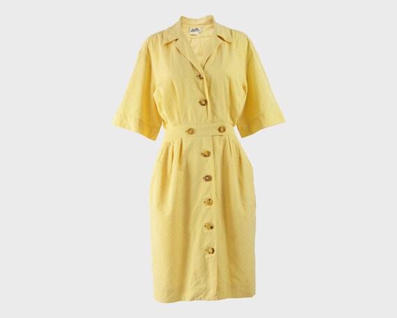 HERMÉS Dress Yellow Cotton 1980s Shirtdress Spring