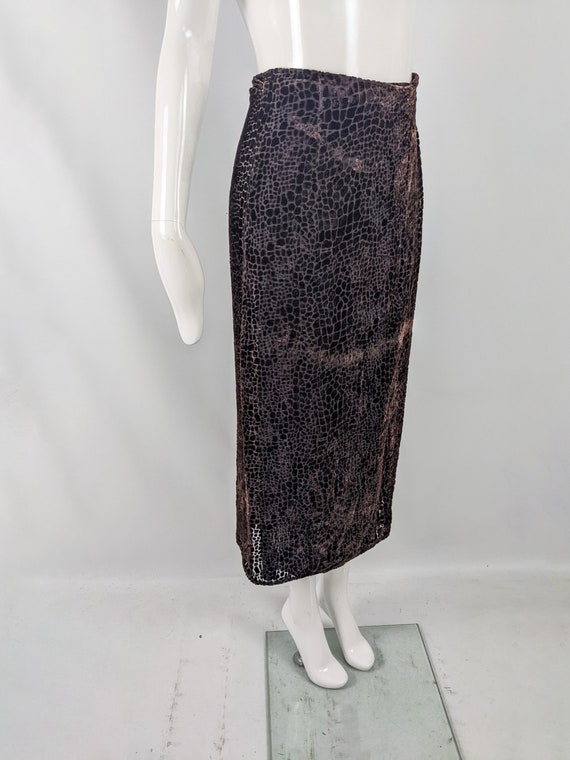 Vintage MARELLA by MAX MARA Brown Velvet Skirt, d… - image 3