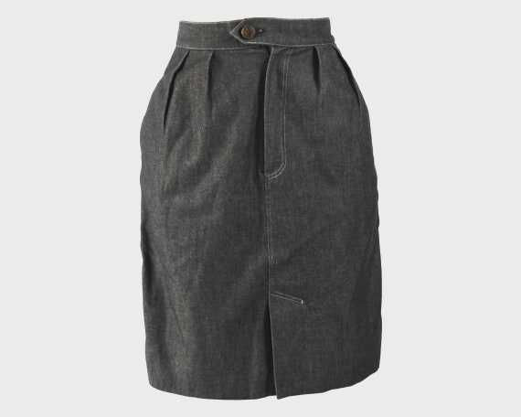 PATRICK KELLY Grey Denim Jeans Skirt Sports Stripe