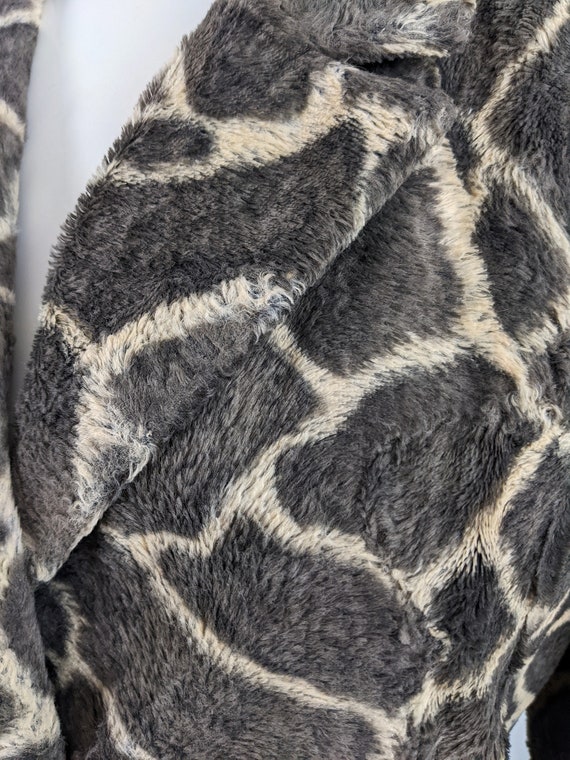 Vintage 90s Faux Fur Coat GEORGES RECH Giraffe Print Fake Fur 