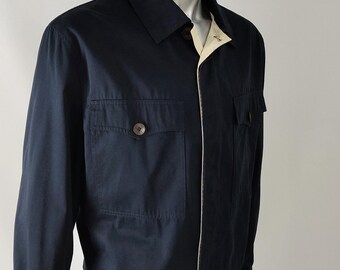 Vintage GIANNI VERSACE Jacket Men, Navy Blue Blouson Jacket