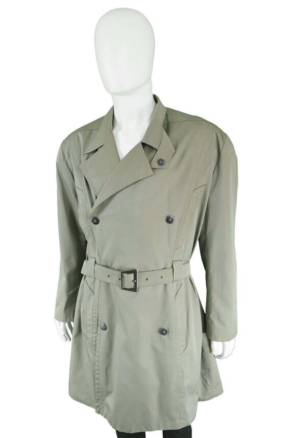 Vintage THIERRY MUGLER Coat Mens trenchcoat, khak… - image 3