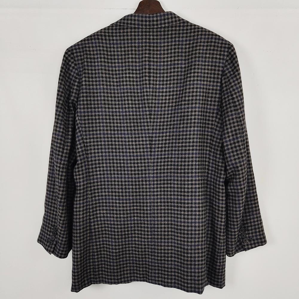 Vintage Grey Black & Navy Alpaca Cashmere Tailored Blazer by