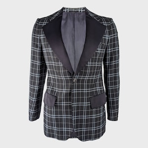 Vintage jaren 70 geruite blazer met brede revers mod jas jaren 70 preppy blazer XS