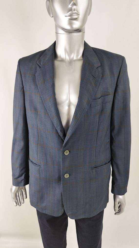 Vintage 80s Mens Check Blazer Plaid Jacket Italia… - image 5