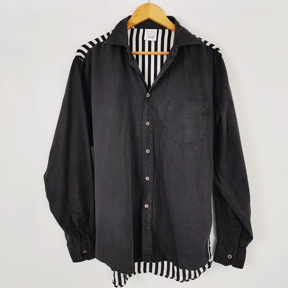 Moschino Cheap and Chic, Vintage 90s Moschino Cheap and Chic Mens Striped Back Shirt