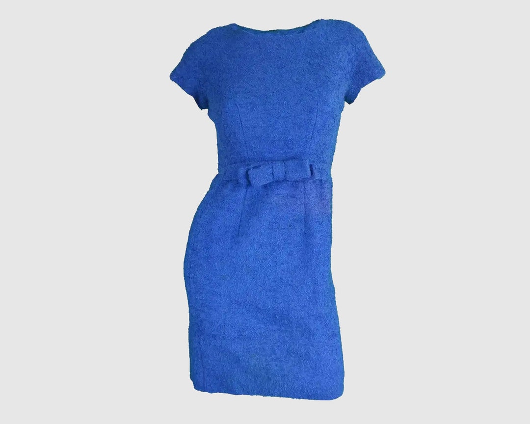 JACQUES HEIM 60s Wiggle Dress Blue Wool Boucle I Magnin Mini - Etsy UK