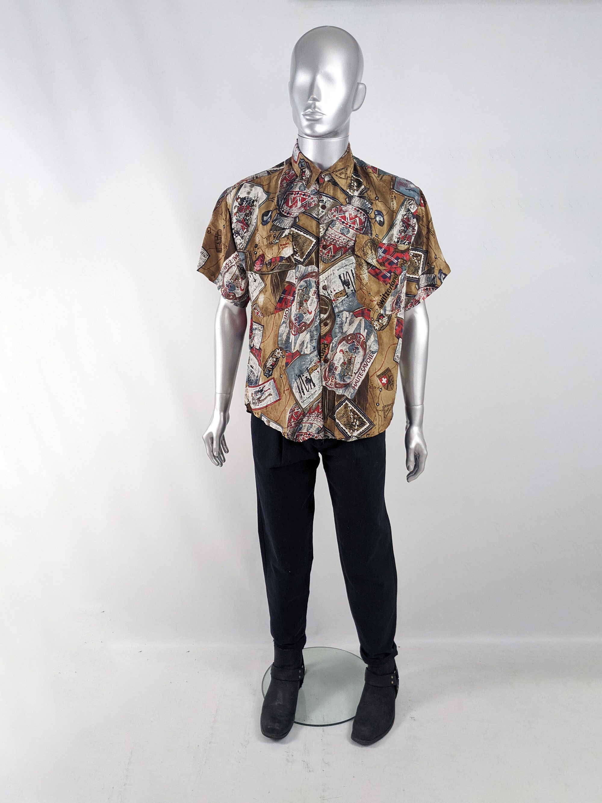 Chemise Homme NAF NAF En Soie - Thème Miami, Taille XLARGE, Neuve Sans étiquettes