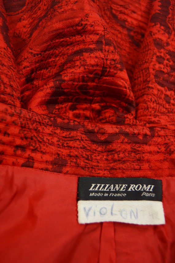 Vintage LILIANE ROMI 80s Red Silk Suit Silk Damas… - image 8