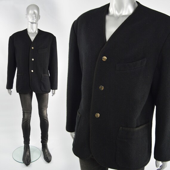 JEAN PAUL GAULTIER Mens Black Wool 80s Shoulder Pa