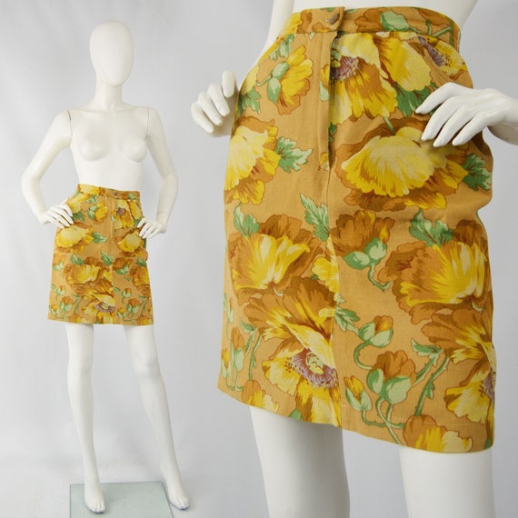 Vintage KENZO Skirt Floral Print Pencil Skirt Lin… - image 1