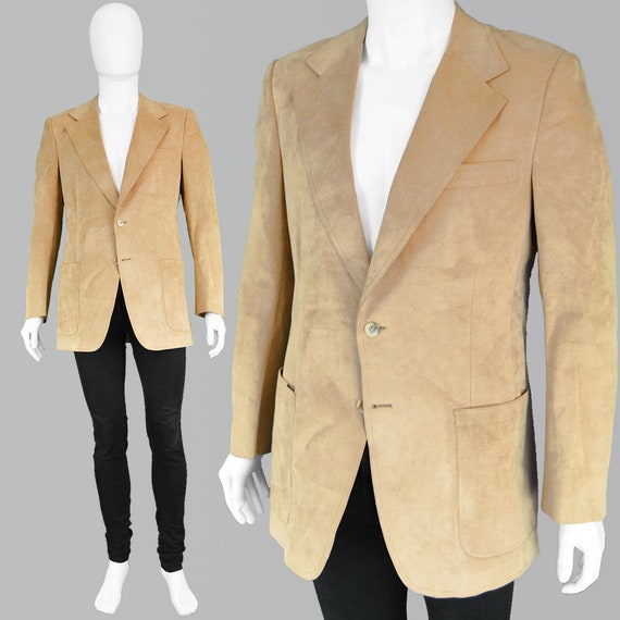 70s HALSTON Ultrasuede Jacket Mens 70s Blazer Brow
