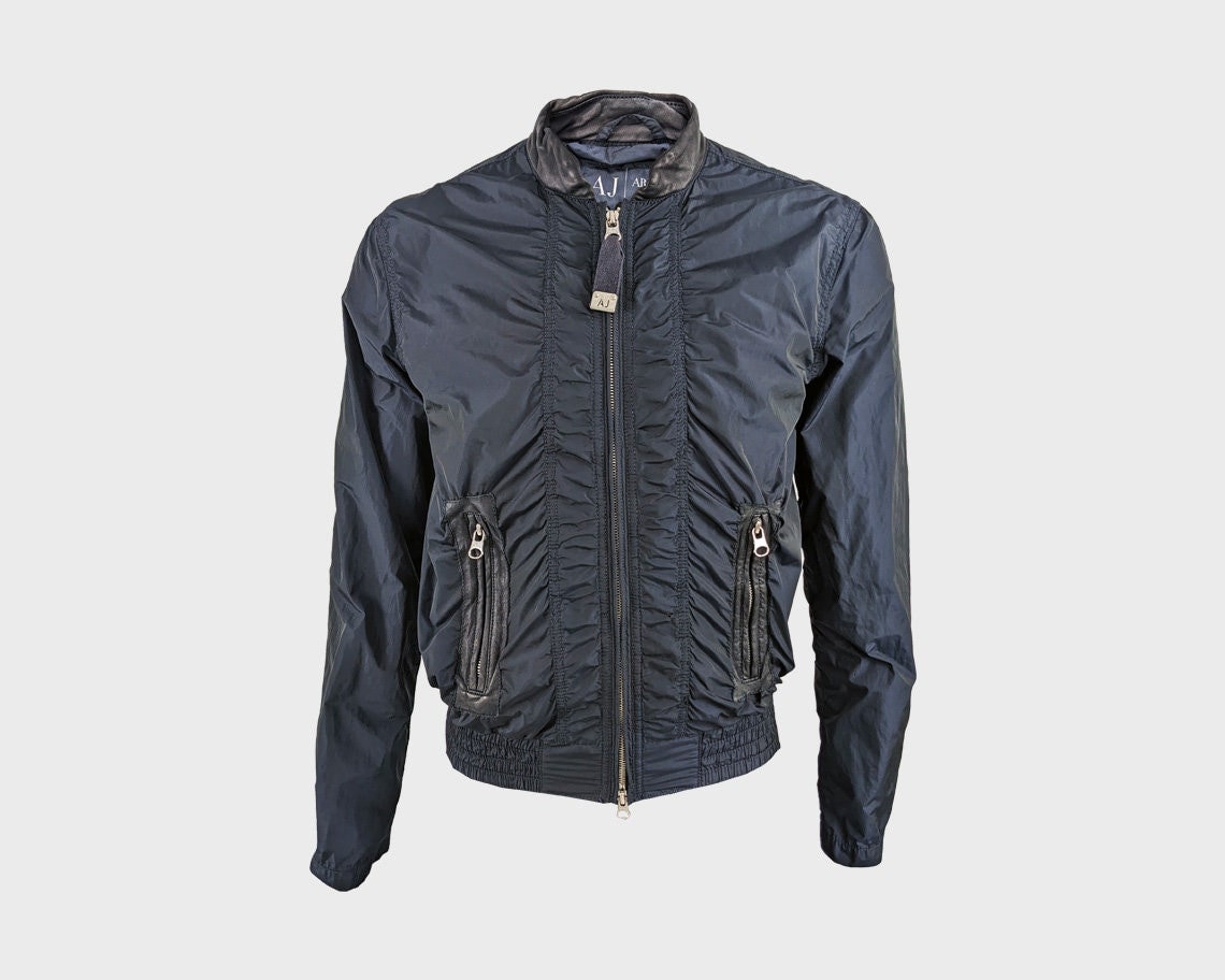 ARMANI Vintage Jacket Iridescent Blue Bomber Jacket Men ARMANI Vintage Jacket Iridescent Blue Bomber Jacket Men