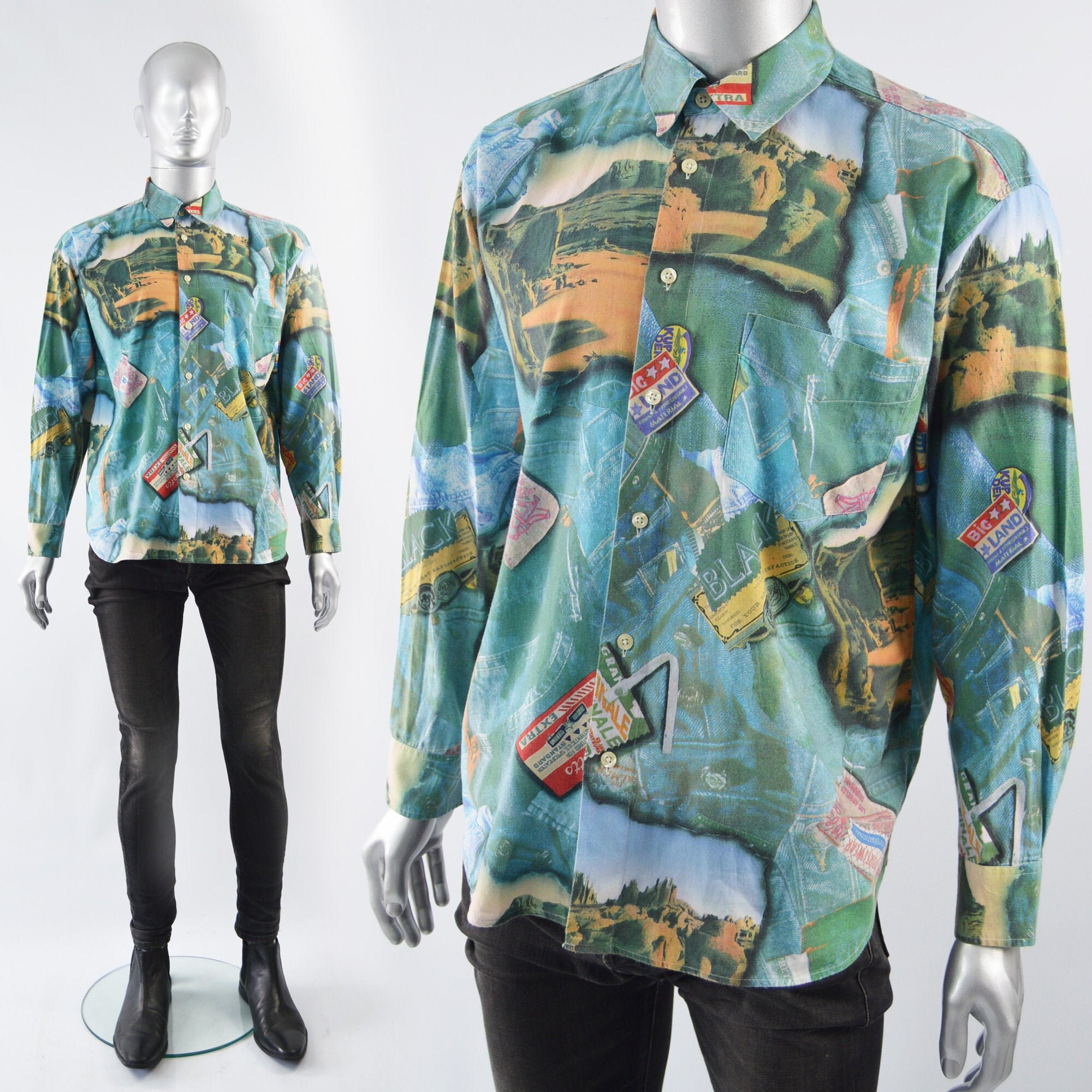 Image of Harrods 70S Mens Shirt Western Men Long Sleeve Cowboy