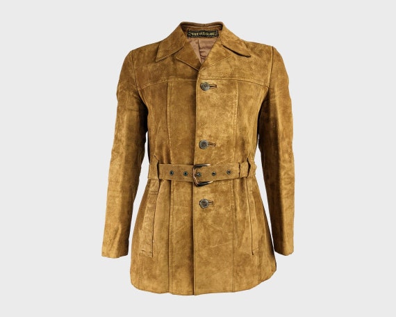 Vintage Mens Suede Jacket 70s Coat Real Suede Coat