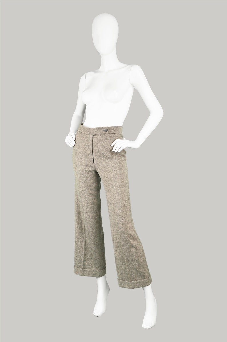 Vintage 90s KRIZIA Pants Italian Wool Angora /& Cashmere Pants Wool Palazzo Pant Womens Tweed Pants Tailored Pants Crop Wide Leg Pants Office