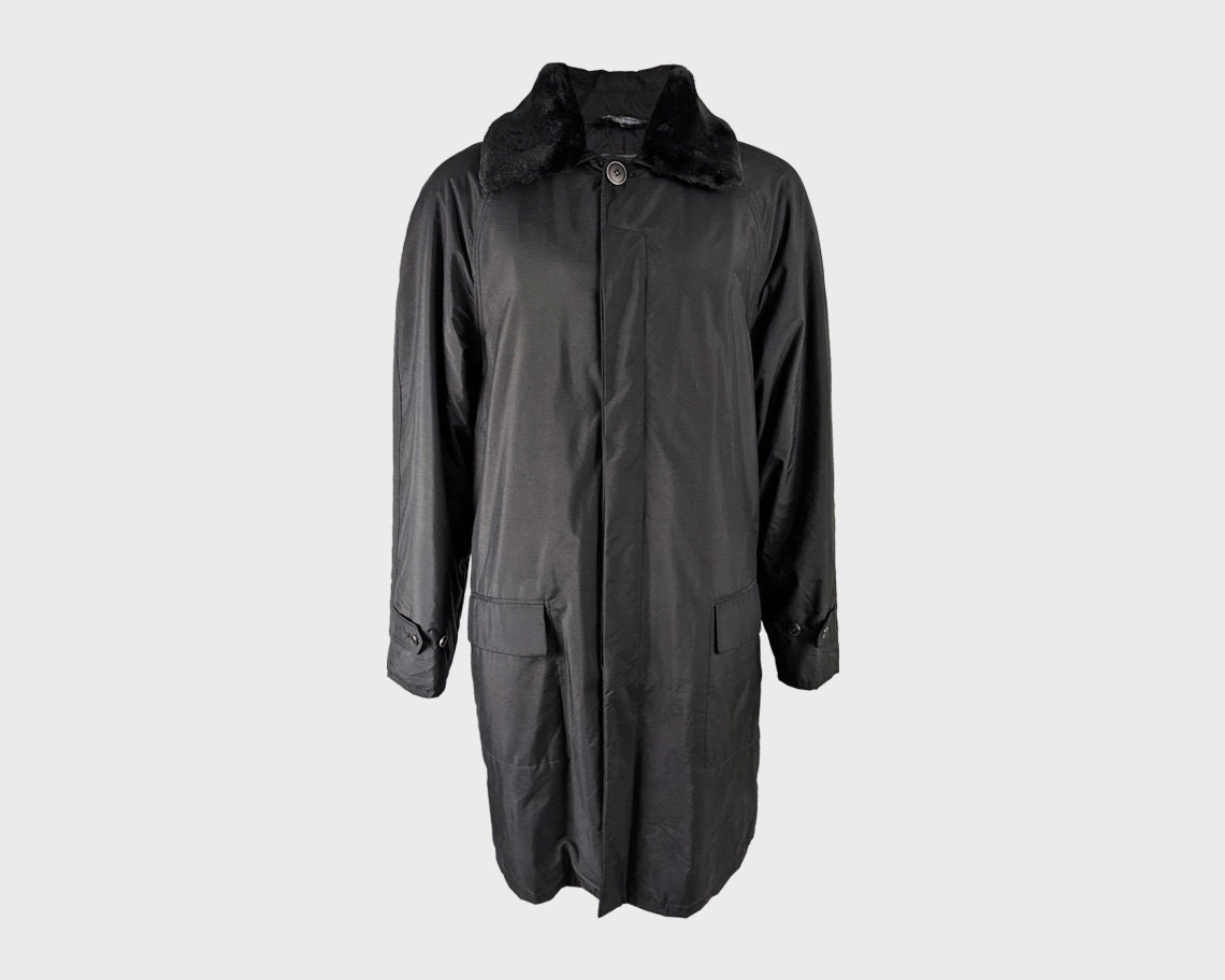 Vintage VERSACE Coat Versus Versace Jacket Black Faux Fur Vintage VERSACE Coat Versus Versace Jacket Black Faux Fur
