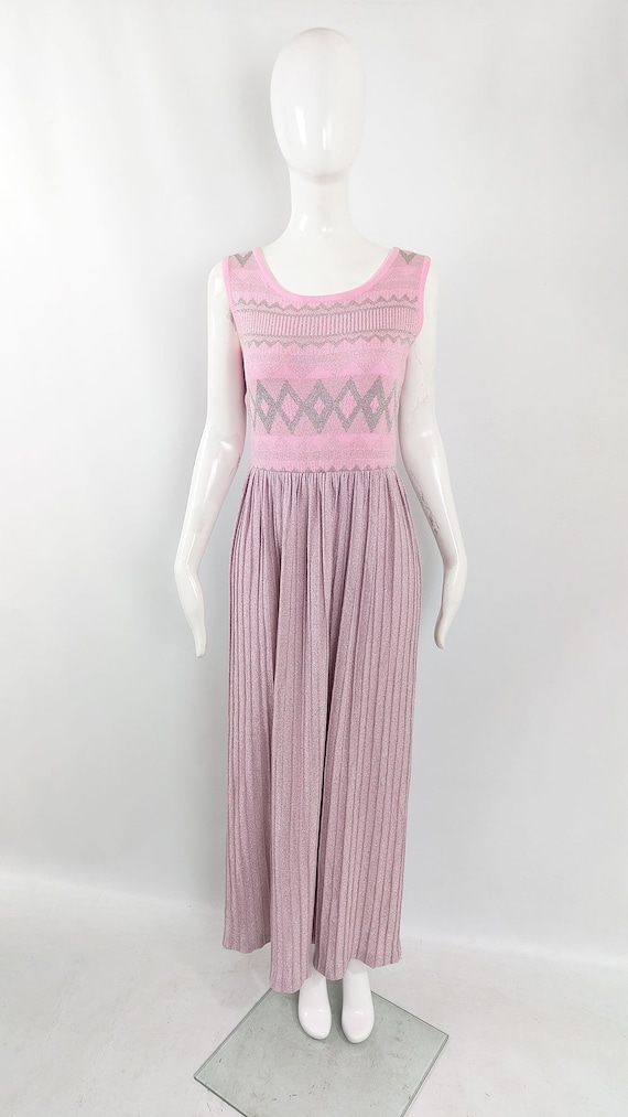Vintage 70s LOUIS FERAUD Dress, Pink Knit Dress, … - image 2