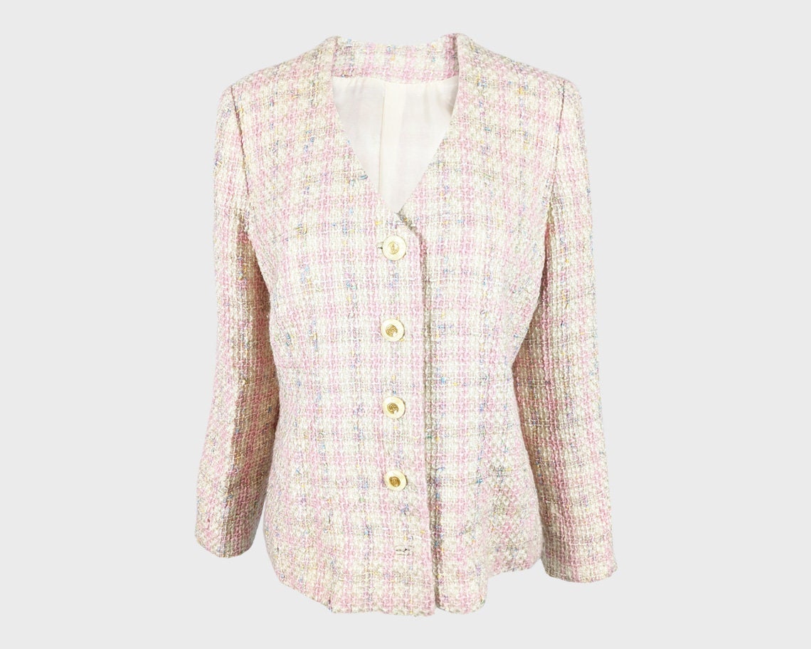 pink boucle tweed jacket