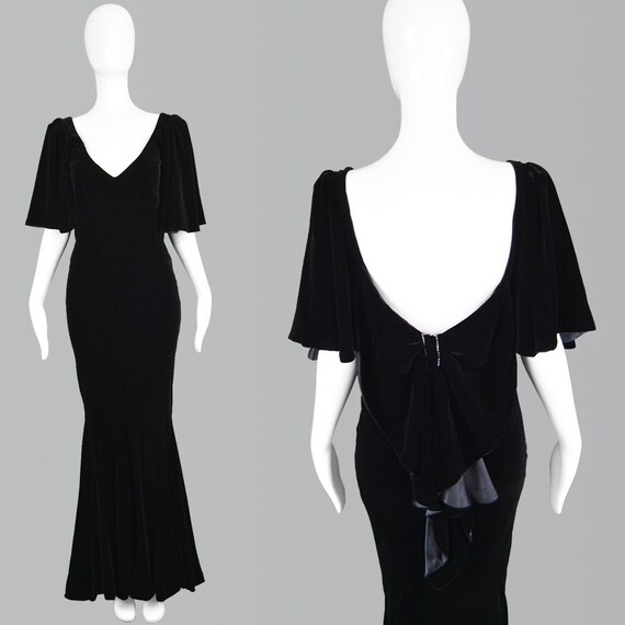 Vintage 80s DAVID FIELDEN Gown Maxi Velvet Gown Ev