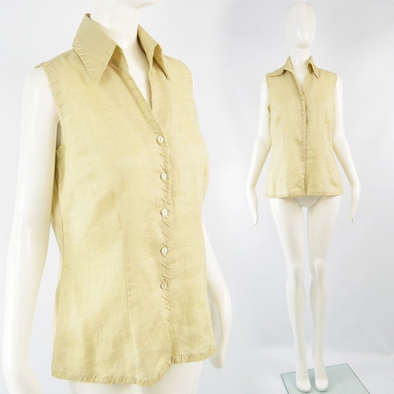 Vintage KATHARINE HAMNETT Fine Linen Shirt Summer… - image 1