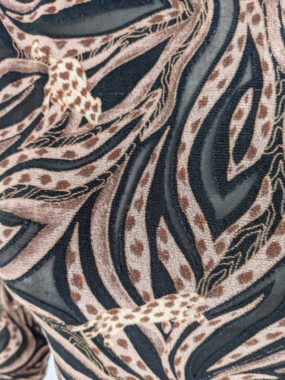 80s QUORUM Semi Sheer Top Leopard Pattern 90s Mes… - image 3