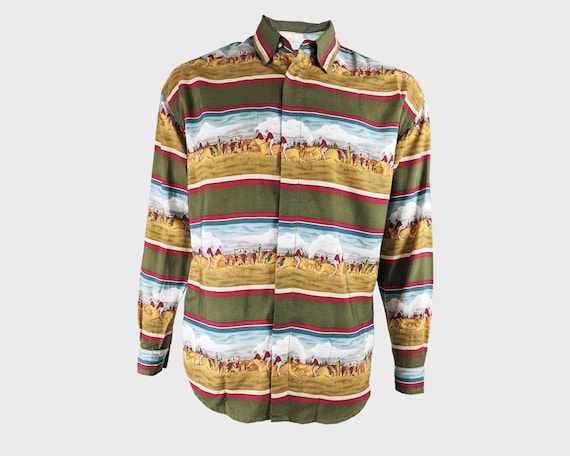Chemise Western Vintage Wrangler Années 80 – Motif Chevaux, Boutonnée, Taille L Femme