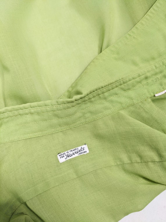 HARRODS 60s Mens Shirt Green Cotton Mens Sheer Sh… - image 7