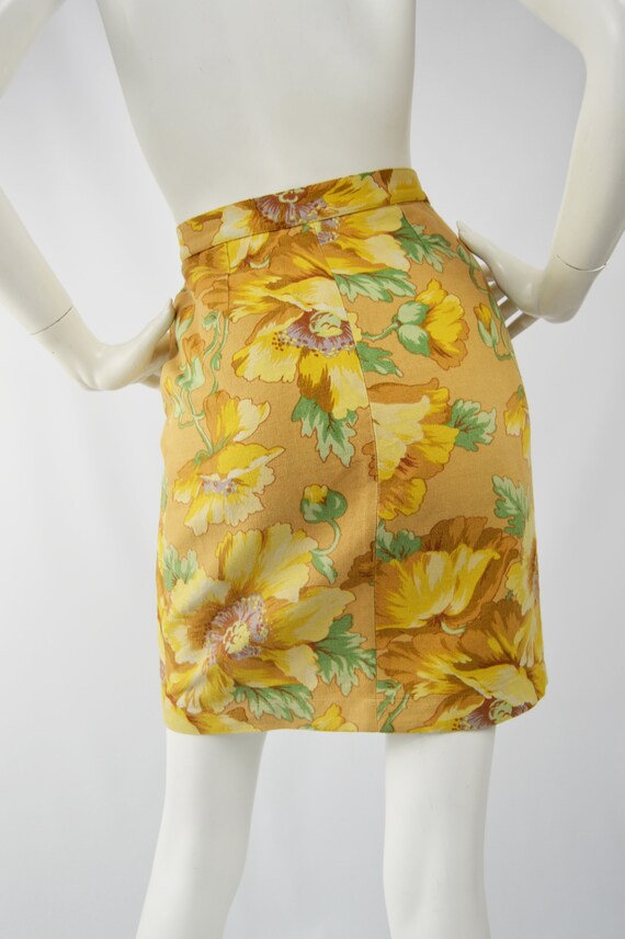 Vintage KENZO Skirt Floral Print Pencil Skirt Lin… - image 8