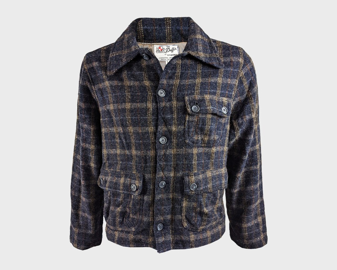 Vintage DUFFER of ST GEORGE Mod Jacket Blue Wool Plaid Jacket - Etsy