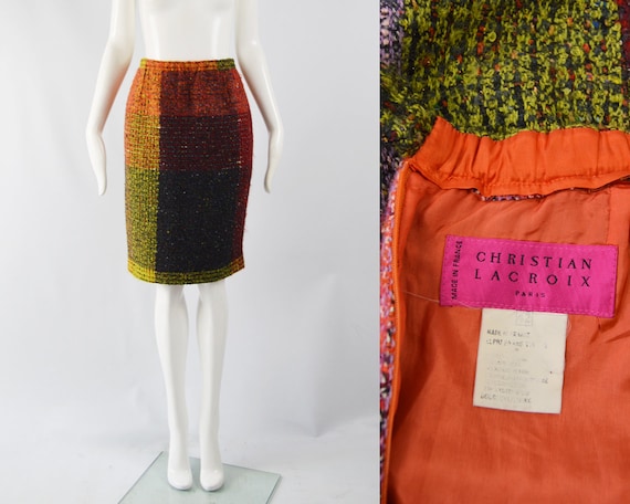 Vintage CHRISTIAN LACROIX Skirt Multicoloured Che… - image 1