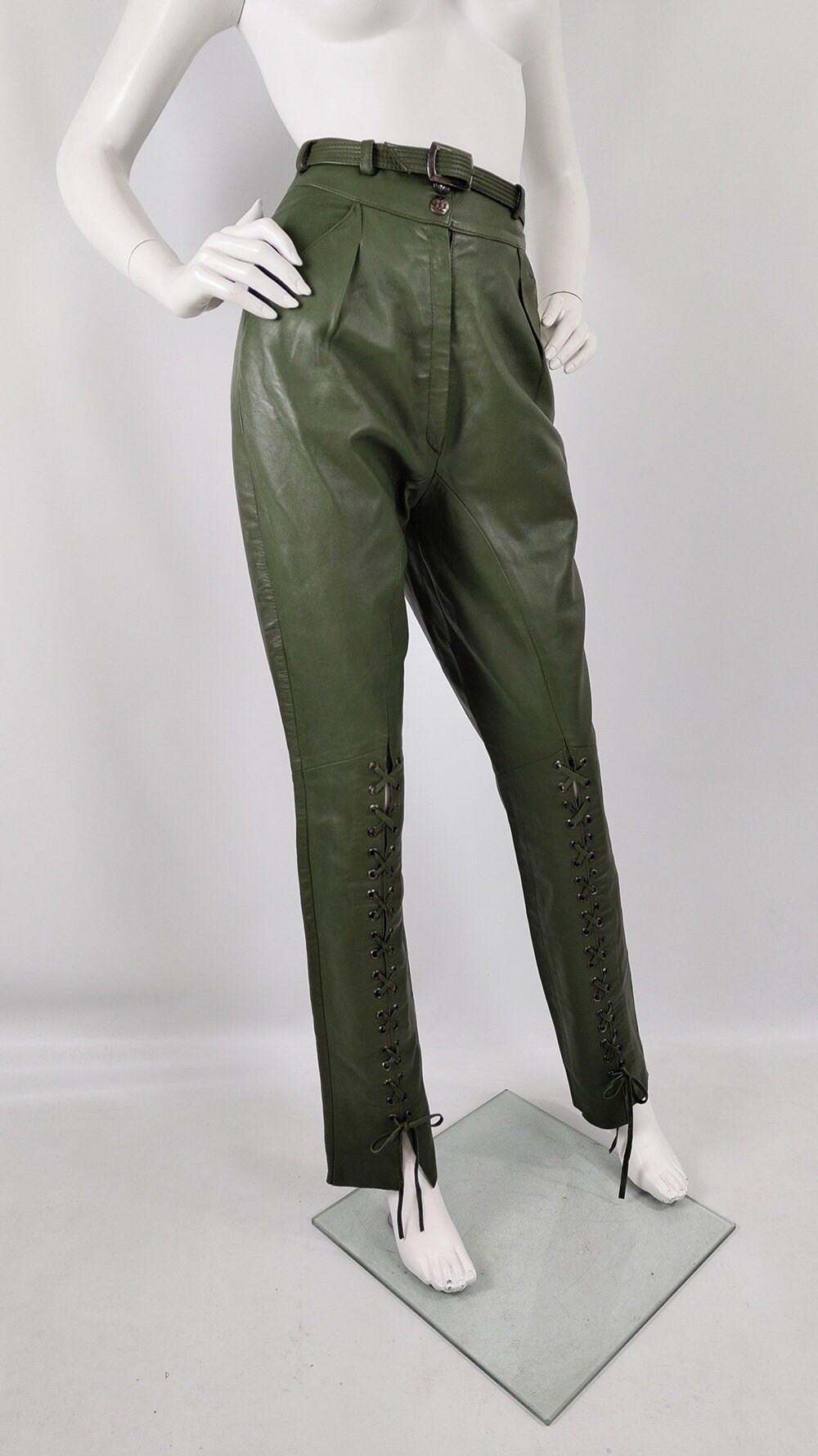 Vintage 80s CHRISTIAN DIOR Pants, Green Leather Pants, Lace up Leather Trousers, High Waist Pants, Riding Pants, Dior Vintage Trousers, XS - Etsy Vintage 80s CHRISTIAN DIOR Pants, Green Leather Pants, Lace up Leather Trousers, High Waist Pants, Riding Pants, Dior Vintage Trousers, XS - Etsy