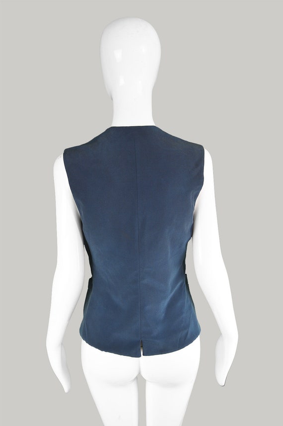 Vintage GIANFRANCO FERRE Embroidered Vest Blue Si… - image 7