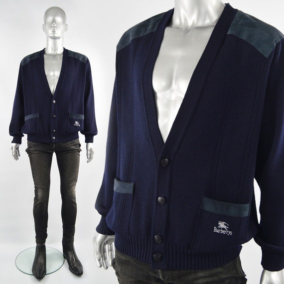 BURBERRY Cardigan Burberrys Sweater Men Navy Blue