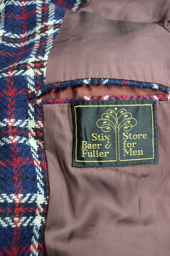 Vintage 60s 70s Checked Wool Blazer Mens Mod Blaz… - image 5