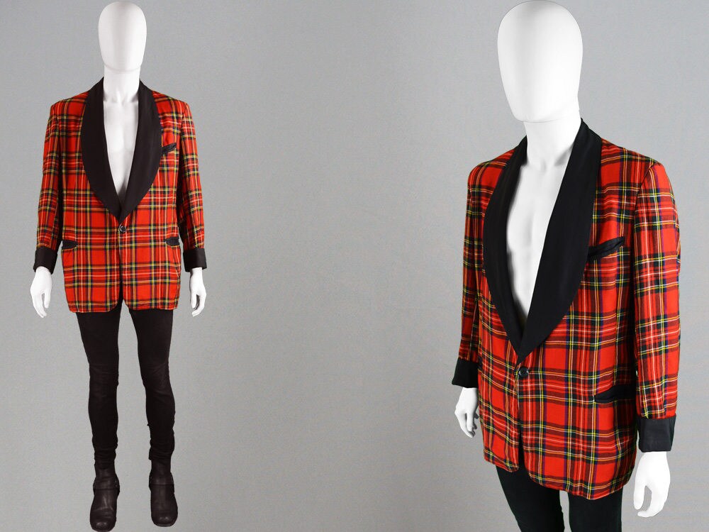 Vintage 60s Rock N Roll Jacket Tartan Wool Jacket Mens Plaid Etsy