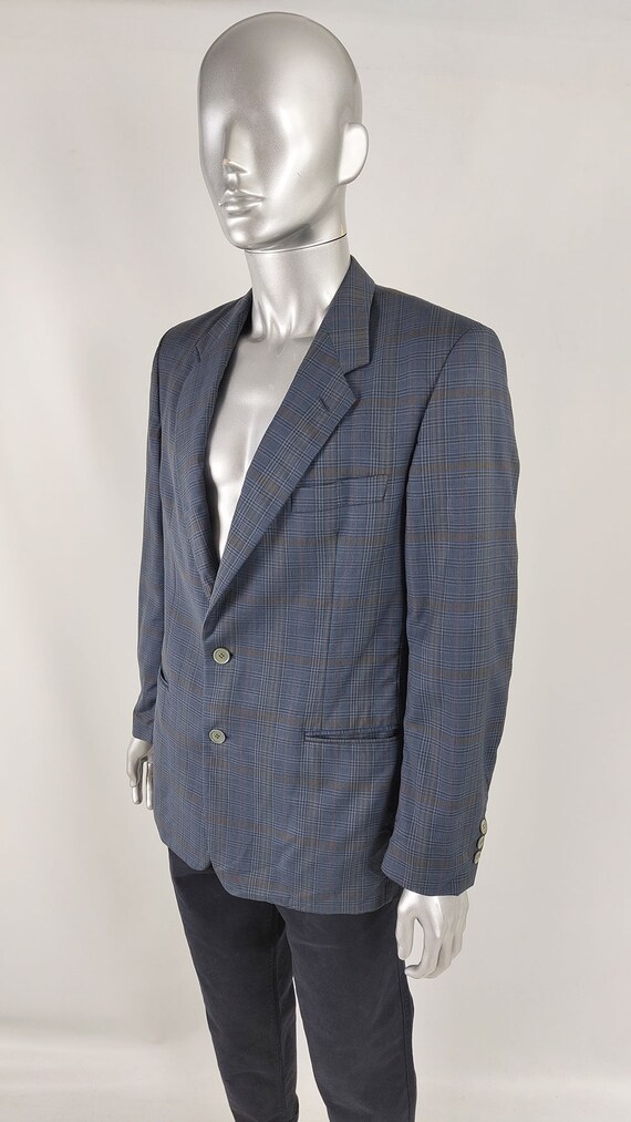 Vintage 80s Mens Check Blazer Plaid Jacket Italia… - image 3