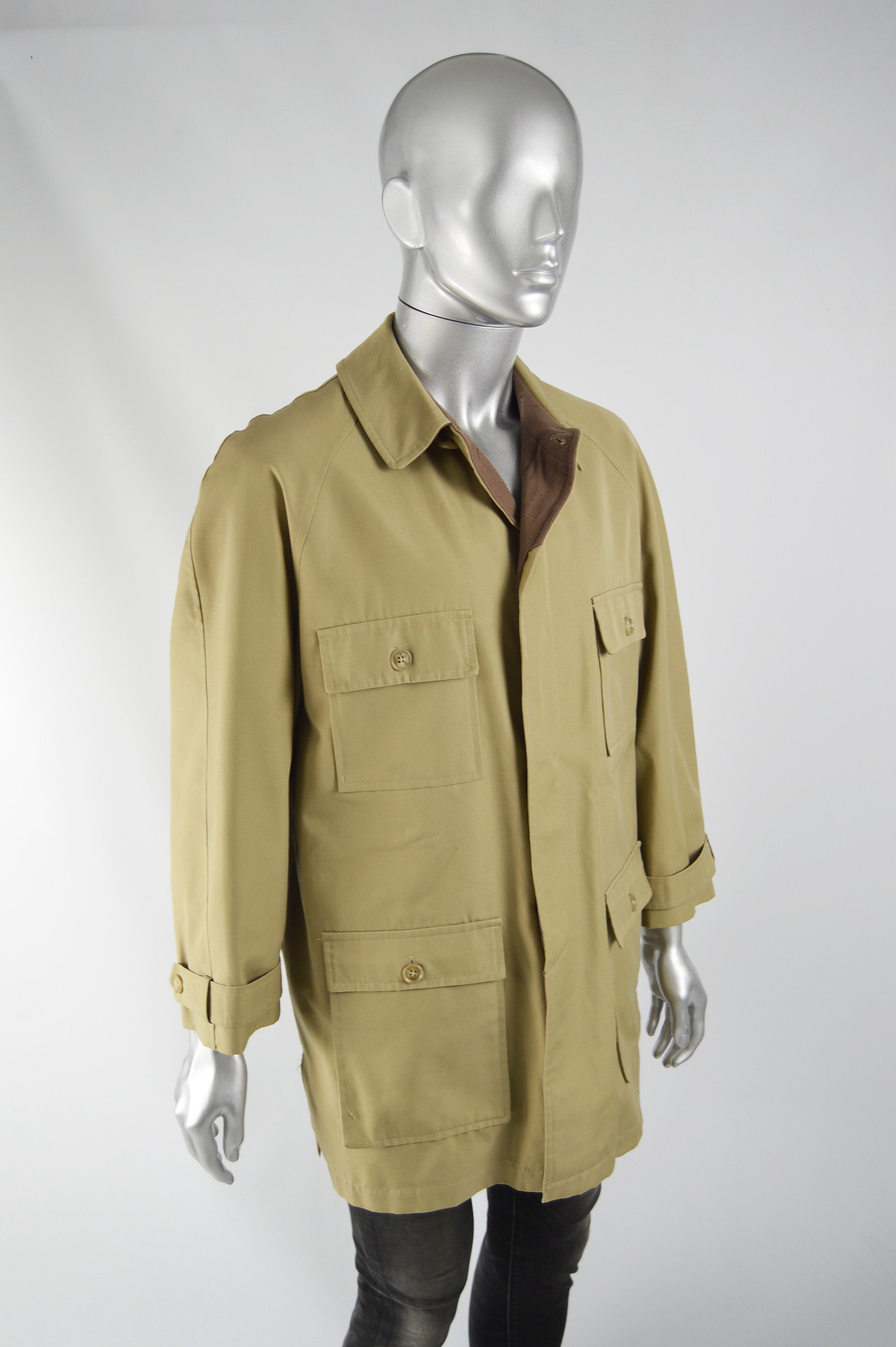 Vintage HARDY AMIES 70s Safari Jacket Mens Overcoat Khaki | Etsy